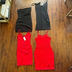 4 dress bundle black and red mini dresses